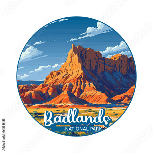 Badlands national park, USA National park, Retro National park, United States of America National Park, national park service	