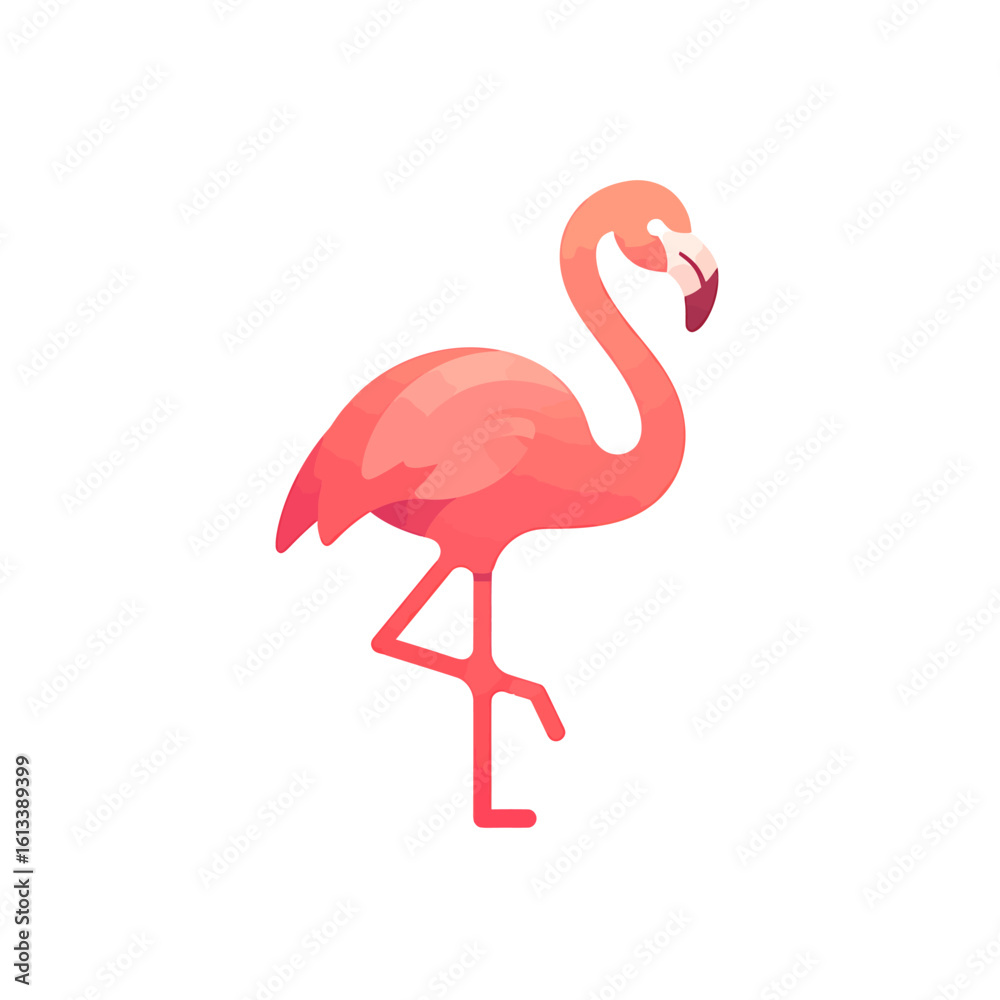 Fototapeta premium Flamingo in paradise: A graceful flamingo with vibrant pink plumage stands elegantly, embodying tropical beauty and serenity. 