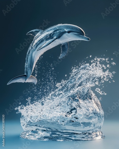 Wallpaper Mural A lively dolphin leaps gracefully from crystal-clear water, creating a stunning splash against a serene backdrop. Torontodigital.ca