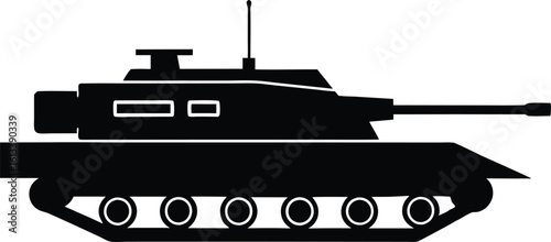 Tank Silhouette Vector, Military Tank Vector Icon, Battle Tank Silhouette Graphic, Main Battle Tank (MBT) Vector Silhouette