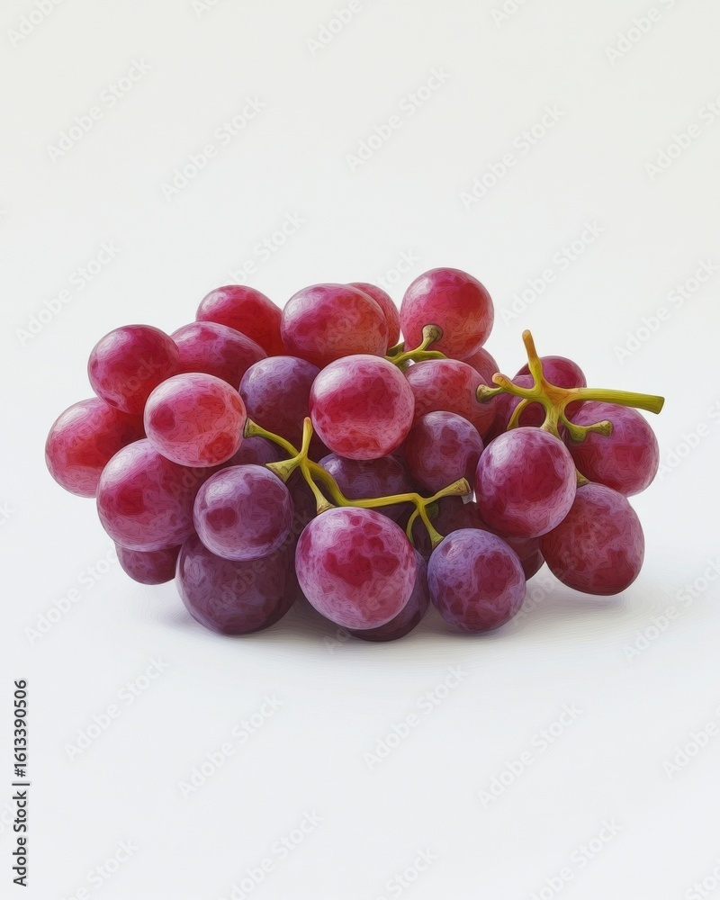 Fototapeta premium A cluster of fresh, plump red grapes with a glossy sheen against a light background.