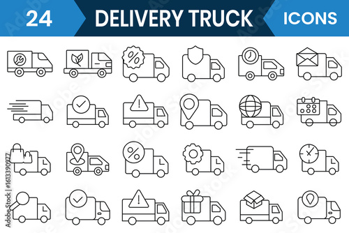 Delivery truck icon set. Fast shipping delivery truck icon set. Shipping car sign. Express delivery illustration.