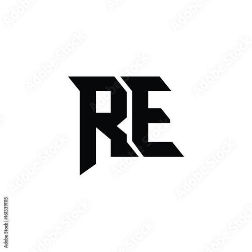 RE monogram logo design letter text name symbol monochrome logotype alphabet character simple logo