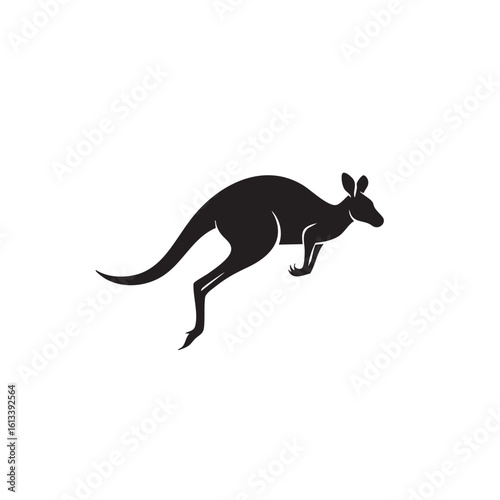 Black silhouette of a jumping kangaroo animal