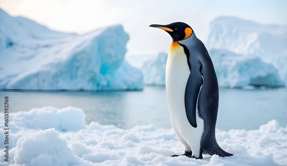 Naklejka premium Emperor Penguin Standing on Antarctic Ice