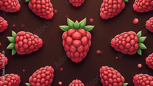 Psychedelic raspberry shapes flow kaleidoscopically over rich chocolate backdrop forming endless VJ loop new forty word descriptor highlights playful organic e vibrant K symmetry suitability fruit