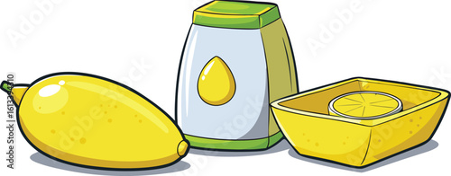 Cartoon Lemons Juicer and Container Illustration on Transparent Background