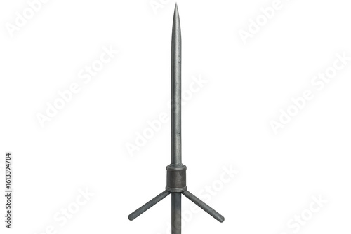 Lightning rod rising vertically, offering storm defense, silhouetted against transparent backdrop for seamless graphic design insertion