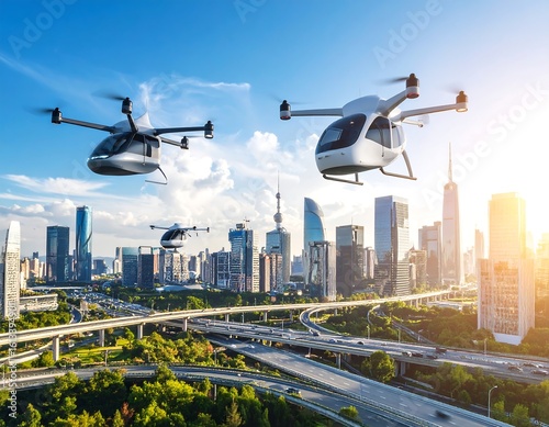 Autonomous aerial vehicles over a modern city