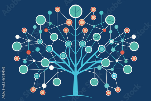 Abstract representation of neural networks illustrating concepts of connection data and modern technology against a blue background