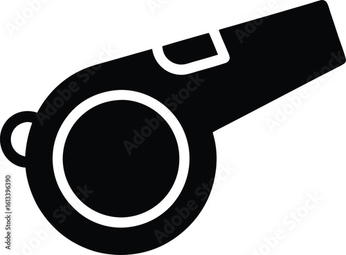 Whistle Icon Vector, Whistle Vector Art Silhouette, Sports Whistle Vector Outline Illustration