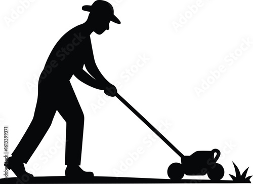 lawn mower the grass black silhouette vector illustration,lawn mower icon