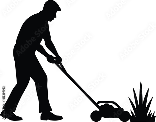 lawn mower the grass black silhouette vector illustration,lawn mower icon