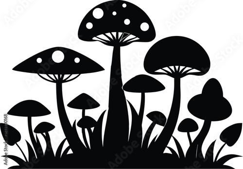 mushrooms  black silhouette vector illustration,mushrooms icon