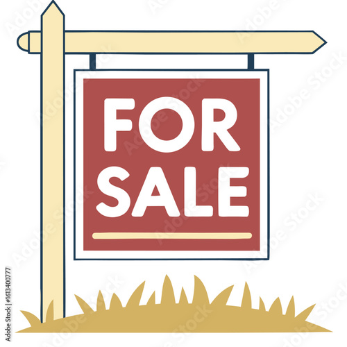 Real estate property delivering for sale sign in flat design
