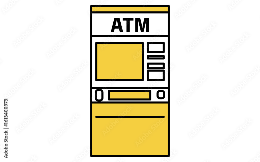ATM machine simple line drawing icon, illustration of automated teller machine for financial UI and banking design ATM machine simple line drawing icon, illustration of automated teller machine for financial UI and banking design