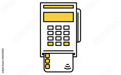 Credit card insert cashless payment simple line drawing icon, illustration of terminal transaction