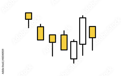 Candlestick chart for stock trading simple line drawing icon, illustration of financial market and investment