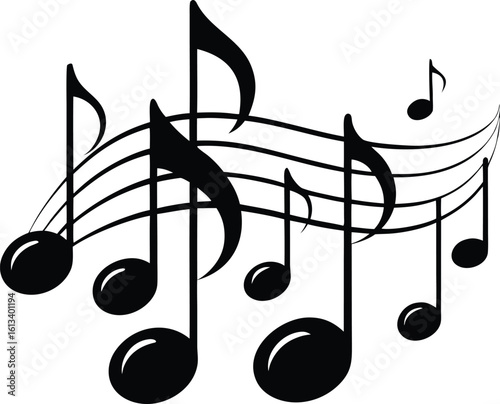 music notes black silhouette vector,music notes  illustration icon