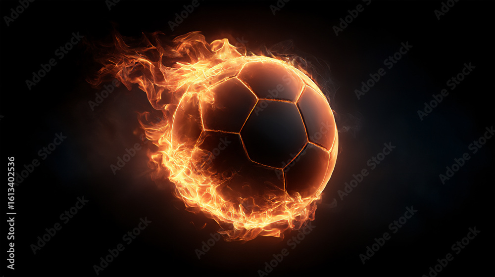 Naklejka premium soccer ball on fire