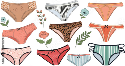 Shop cute underwear for women: trendy cotton panties and lingerie fashion illustration