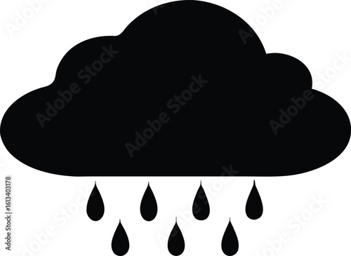 rain cloud  black silhouette vector,rain cloud icon illustration