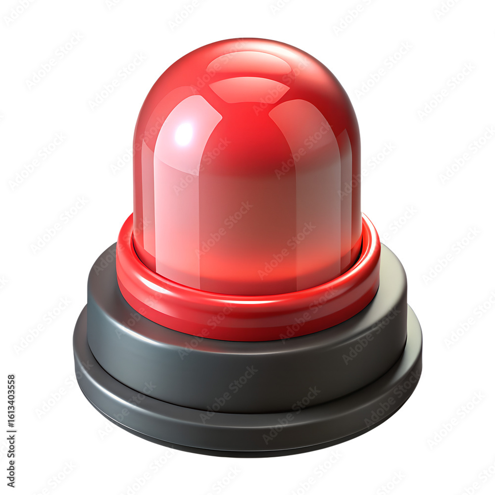 Fototapeta premium Red warning light beacon isolated on transparent background