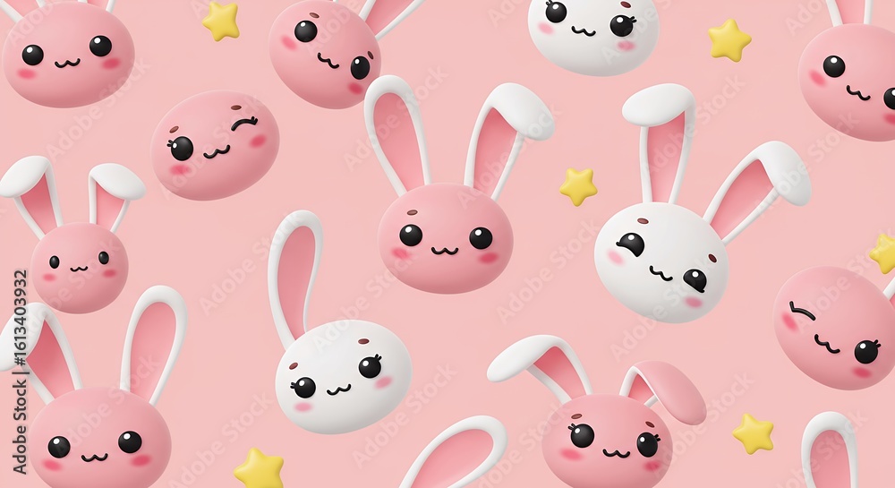 Obraz premium Cute cartoon rabbits seamless pattern