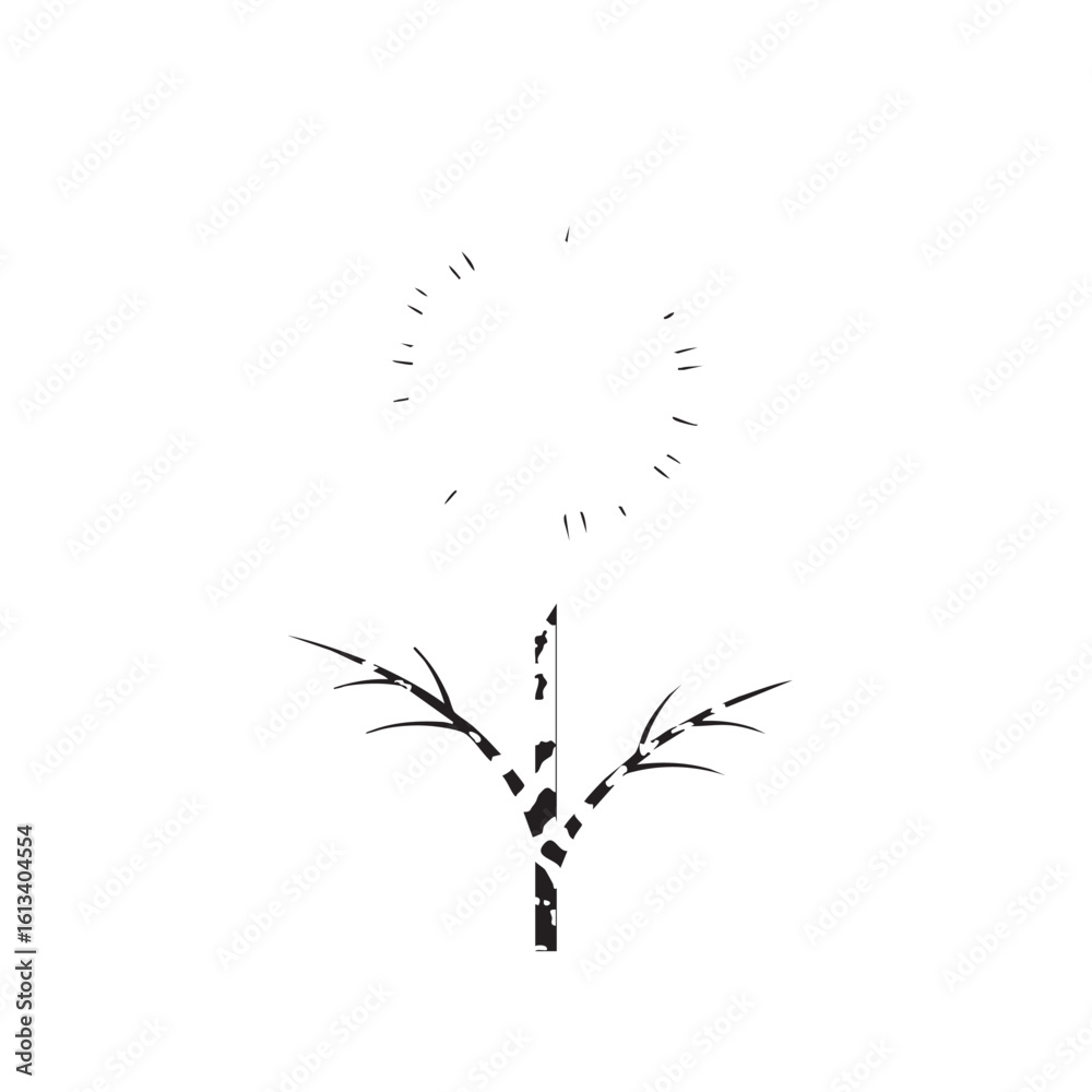 Fototapeta premium Stylized black and white tree with circular markings branches nature