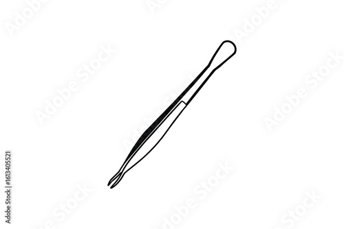 Simple black and white illustration of a pair of tweezers