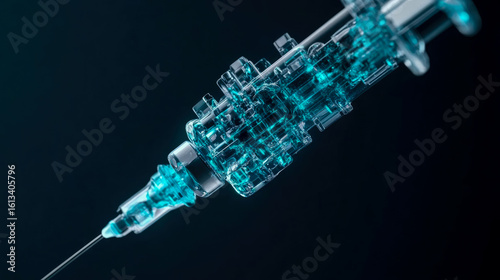 Futuristic Transparent Medical Device with Luminous Internal Components for Healthcare and Biotechnology Concepts