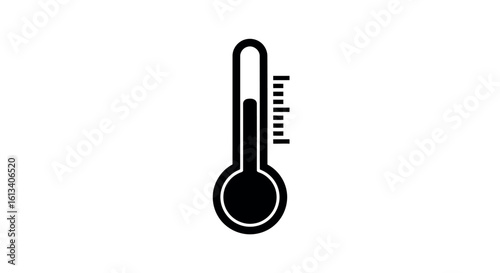Thermometer Symbol: A sleek, simple icon of a classic thermometer, its black design representing precision, measurement, and the invisible forces that shape our world. 