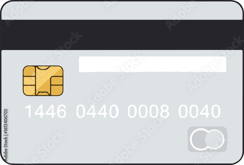 Generic Payment Card Illustration with EMV Chip and Magnetic Stripe for Online Transactions and Digital Finance