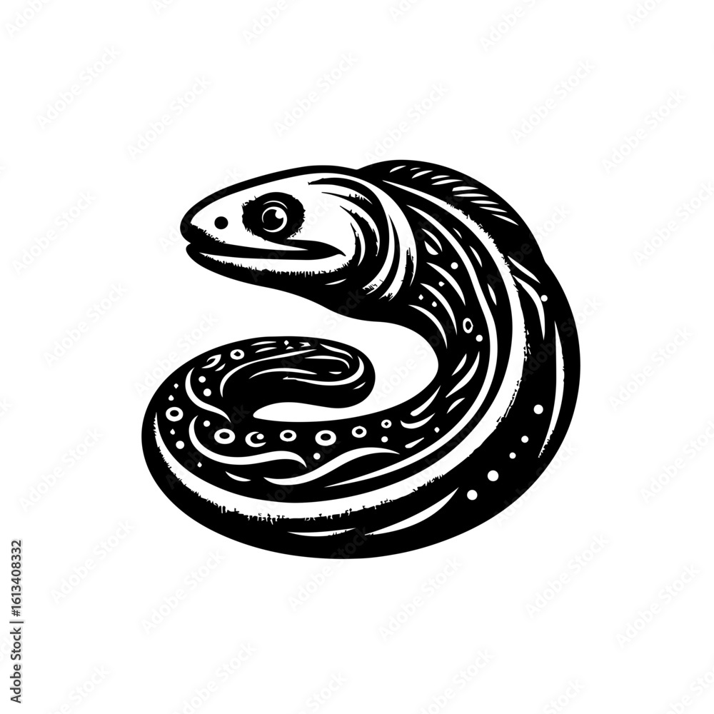 Obraz premium A black and white eel is swimming in the ocean