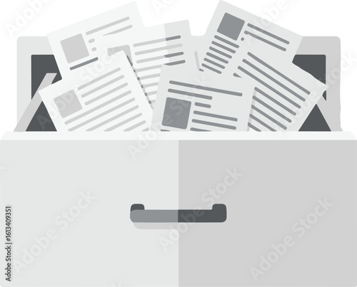 Overflowing File Drawer with Documents Icon