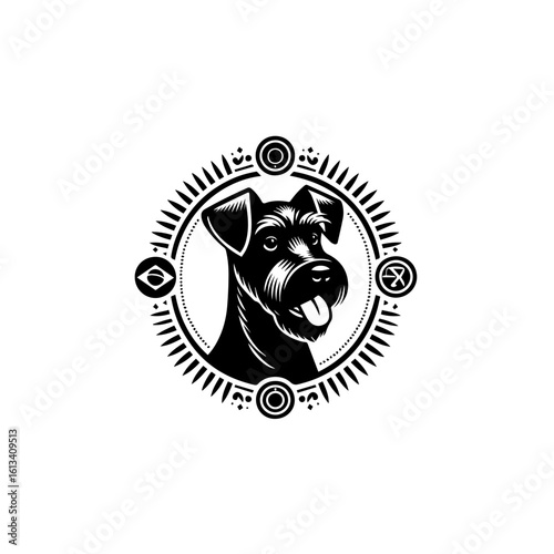 A charming schnauzer dog illustration isolated on white background