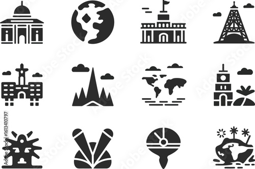 Collection of iconic travel landmarks and global destinations