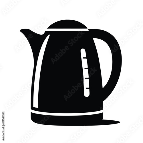 electric kettle silhouette vector illustration for kitchen appliance and hot water preparation design needs