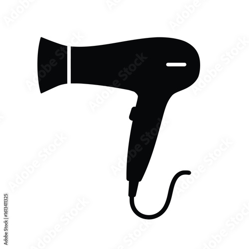 hair dryer silhouette vector illustration for beauty salon and personal care product design