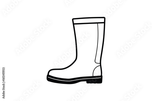 Simple black and white illustration of a pair of rain boots