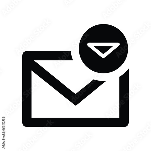 New Email Notification Symbol in Black and White Illustration Style