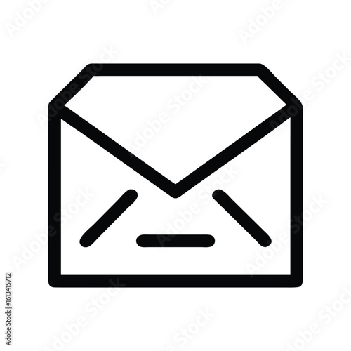 Simple black and white email icon representing communication symbol
