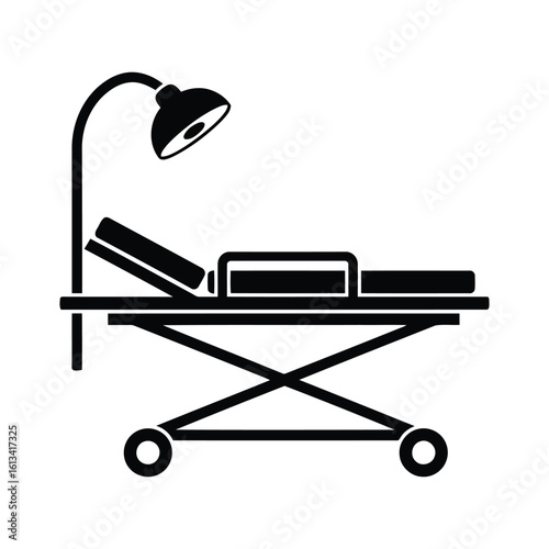 Illustration of a hospital bed is isolated on white background, ready for patient care