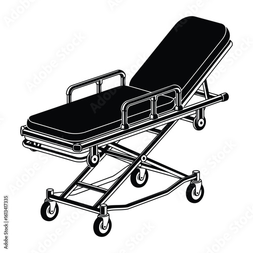 Illustration of a medical stretcher is isolated on white background, ready for patient transport
