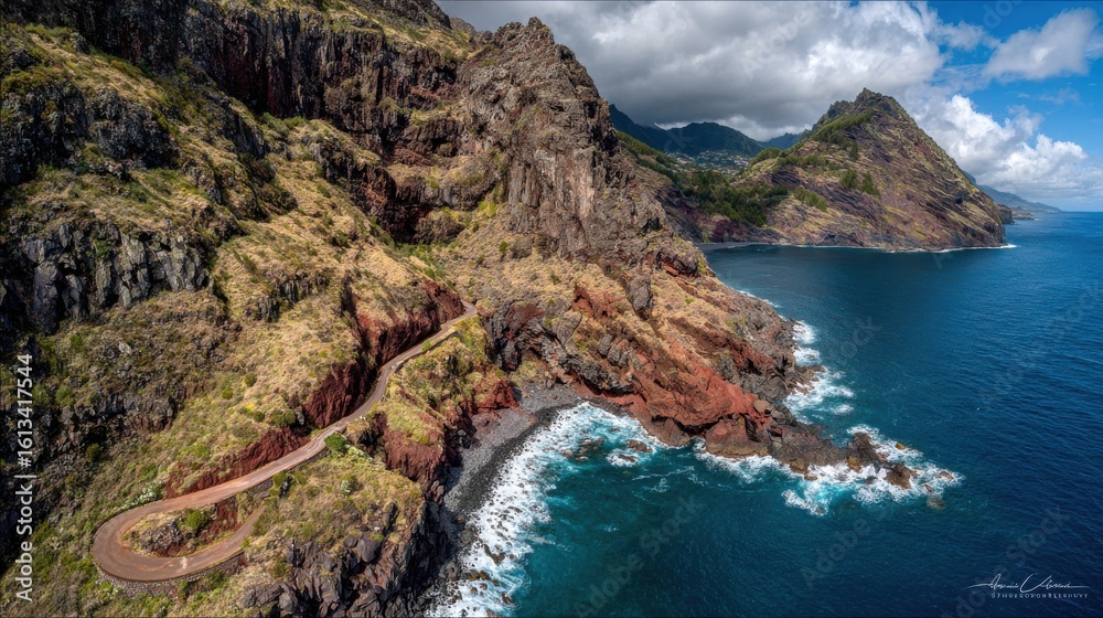 Fototapeta premium Coastal Road Near Rocky Cliffs