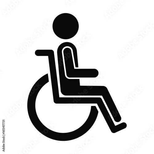 Illustration of a wheelchair icon represents accessibility for disabled individuals isolated on white background