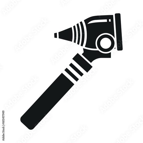 Illustration of an otoscope is isolated on white background, used for ear examinations