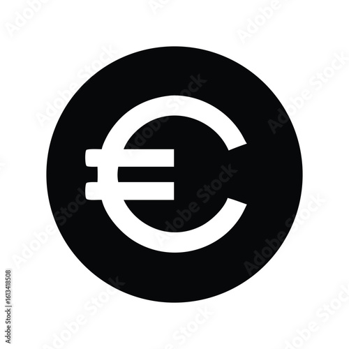 Iconic euro currency symbol on black background.