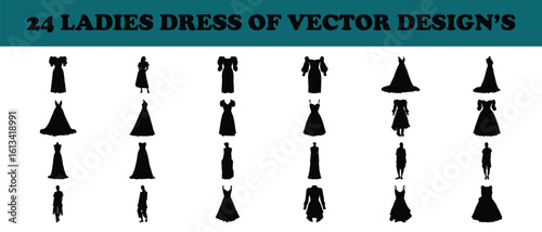 Black silhouette dresses and figures fashion clothing