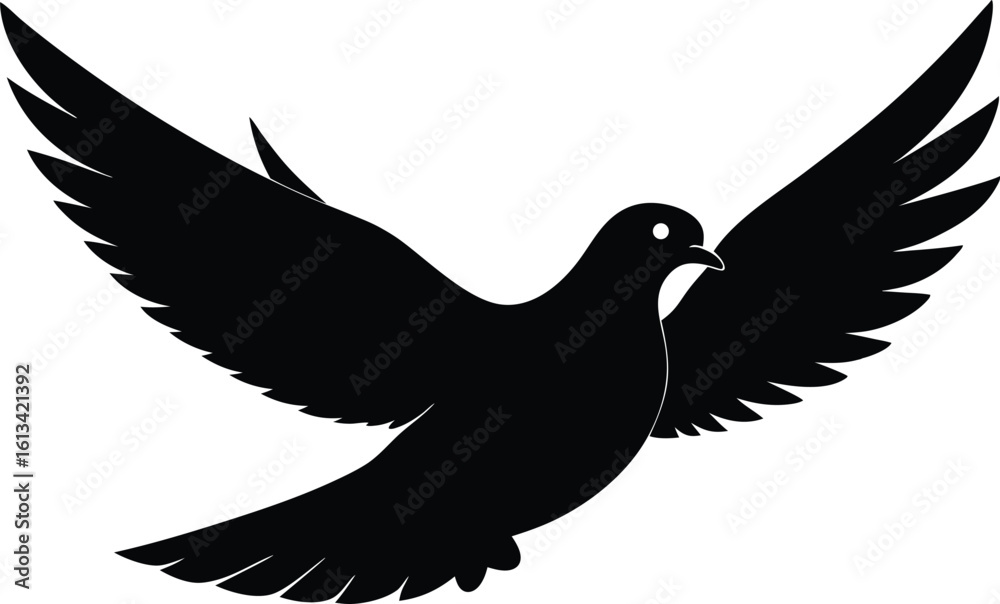 Obraz premium dove flying silhouette, silhouette of a dove, illustration of a flying bird, dove of peace, dove in flight